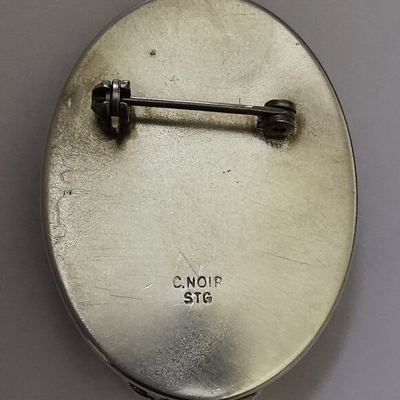 Antique Sterling Silver Signed Carnelian with Pearls Brooch - Picture 9 of 14